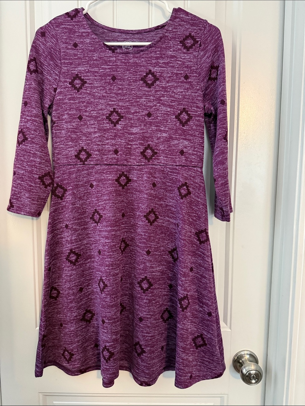 Cat & Jack Purple Knit A-Line Dress with Geo Print